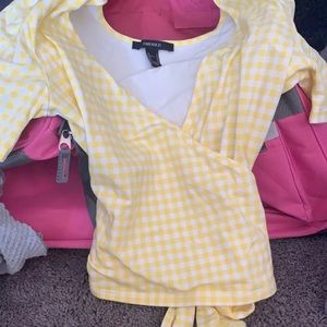 Yellow crop top with bow from forever21